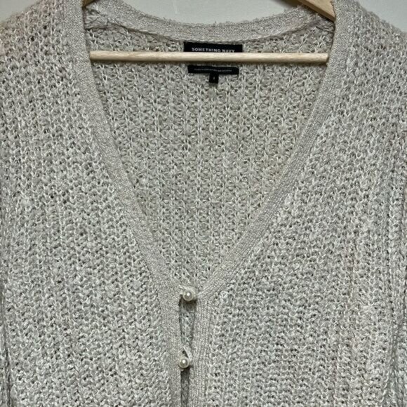 Something Navy Cozy Soft Chunky Knit Pearl Button Cardigan Sz L - Picture 4 of 6